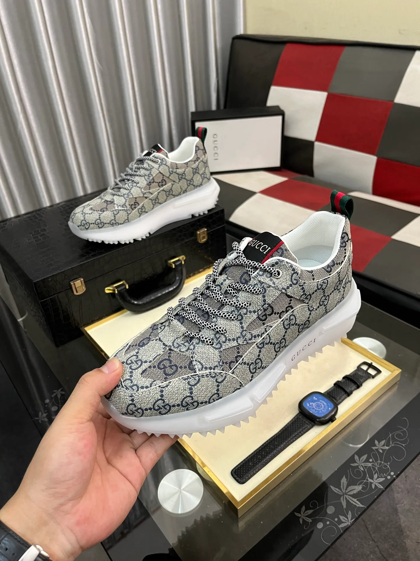 Men's Men's Shoes 💰458⌚️⌚️《GUCCI》The latest hot-selling casual shoes, top brand [seduce] luxury~purchase, top~quality. Products sold at the counter [strong] Original embossed calfskin fabric ➕ Comfortable sheepskin lining, code number: 38-443️⃣colors available